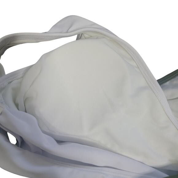 NWT Cupshe Olive Swimsuit Colorblock Tri Color Faux Wrap One Piece Large Vneck - Picture 6 of 10